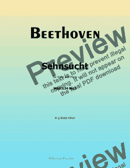 page one of Beethoven-Sehnsucht,WoO 134 No.1,in g sharp minor