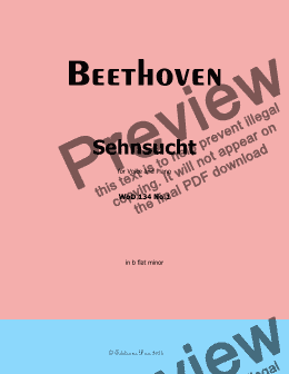 page one of Beethoven-Sehnsucht,WoO 134 No.1,in b flat minor