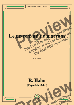 page one of R. Hahn-Le marchand de marrons,in B Major