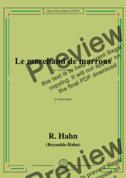 page one of R. Hahn-Le marchand de marrons,in A flat Major