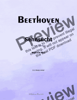 page one of Beethoven-Sehnsucht,WoO 134 No.1,in d sharp minor