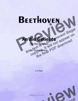 page one of Beethoven-An die Geliebte(To the Beloved),in D Major