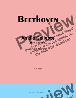 page one of Beethoven-An die Geliebte(To the Beloved),in E flat Major