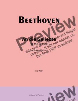 page one of Beethoven-An die Geliebte(To the Beloved),in E Major