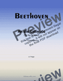 page one of Beethoven-An die Geliebte(To the Beloved),in F Major