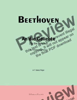 page one of Beethoven-An die Geliebte(To the Beloved),in F sharp Major