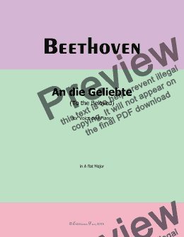 page one of Beethoven-An die Geliebte(To the Beloved),in A flat Major