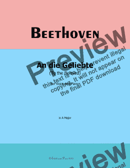 page one of Beethoven-An die Geliebte(To the Beloved),in A Major