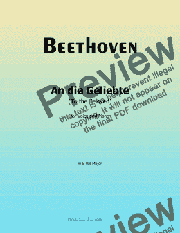 page one of Beethoven-An die Geliebte(To the Beloved),in B flat Major