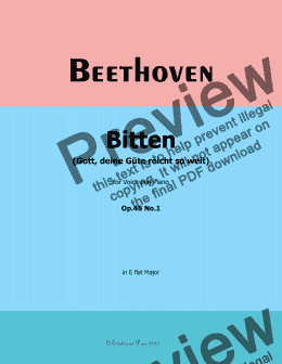 page one of Beethoven-Bitten(Gott,deine Gute reicht so weit),in E flat Major