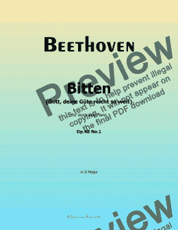 page one of Beethoven-Bitten(Gott,deine Gute reicht so weit),in D Major