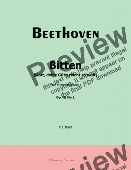 page one of Beethoven-Bitten(Gott,deine Gute reicht so weit),in C Major