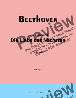 page one of Beethoven-Die Liebe des Nachsten,Op.48 No.2,in E Major