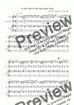 page one of In the Hall of the Mountain King for Flute and Double Bass Duet