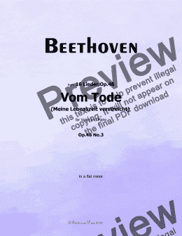 page one of Beethoven-Vom Tode,Op.48 No.3,in a flat minor