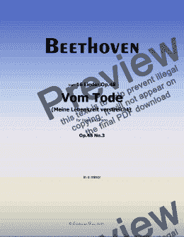 page one of Beethoven-Vom Tode,Op.48 No.3,in e minor