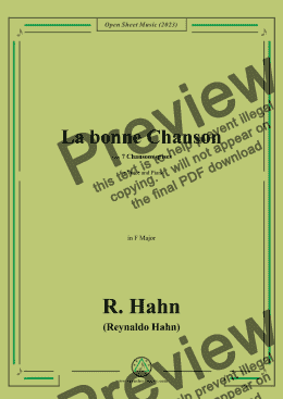 page one of R. Hahn-La bonne Chanson,from '7 Chansons grises',in F Major