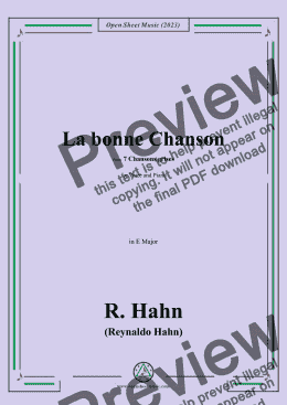 page one of R. Hahn-La bonne Chanson,from '7 Chansons grises',in E Major