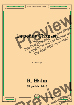 page one of R. Hahn-La bonne Chanson,from '7 Chansons grises',in A flat Major