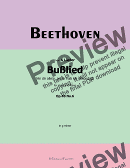 page one of Beethoven-Bußlied,Op.48 No.6,in g minor