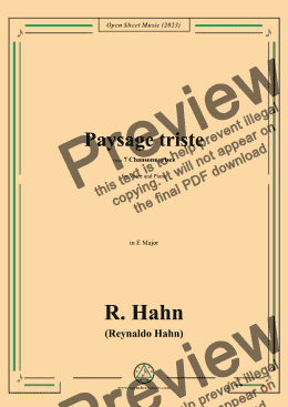 page one of R. Hahn-Paysage triste,from '7 Chansons grises',in E Major