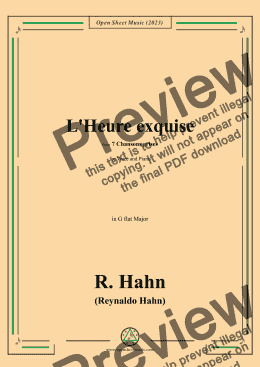 page one of R. Hahn-L'Heure exquise(The perfect hour),from '7 Chansons grises',in G flat Major