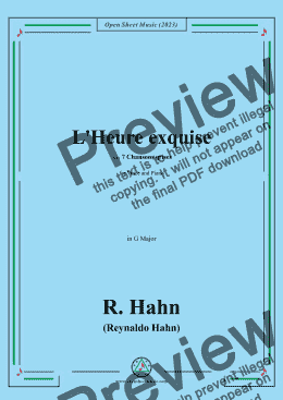 page one of R. Hahn-L'Heure exquise(The perfect hour),from '7 Chansons grises',in G Major