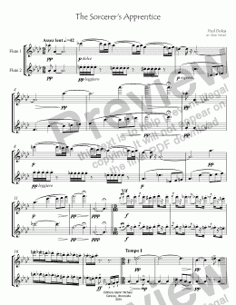 page one of The Sorcerer's Apprentice for Two Flutes