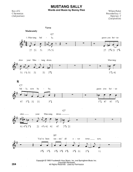 page one of Mustang Sally (Harmonica)