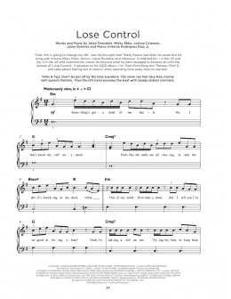 page one of Lose Control (Really Easy Piano)