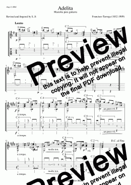 page one of Adelita (F. Tárrega) (Guitar Solo TAB)