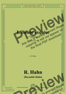 page one of R. Hahn-L'Heure exquise(The perfect hour),from '7 Chansons grises',in F Major