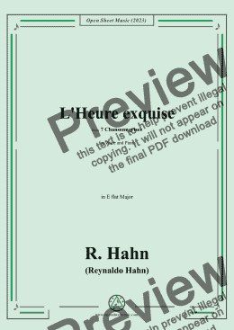 page one of R. Hahn-L'Heure exquise(The perfect hour),from '7 Chansons grises',in E flat Major