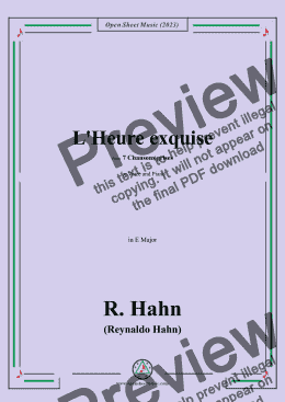 page one of R. Hahn-L'Heure exquise(The perfect hour),from '7 Chansons grises',in E Major