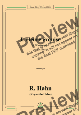 page one of R. Hahn-L'Heure exquise(The perfect hour),from '7 Chansons grises',in D Major