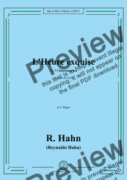 page one of R. Hahn-L'Heure exquise(The perfect hour),from '7 Chansons grises',in C Major