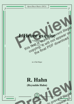 page one of R. Hahn-L'Heure exquise(The perfect hour),from '7 Chansons grises',in A flat Major