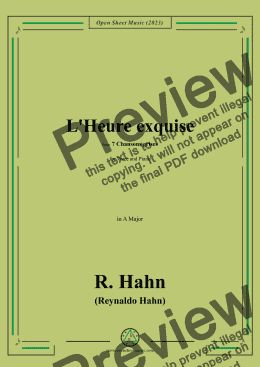 page one of R. Hahn-L'Heure exquise(The perfect hour),from '7 Chansons grises',in A Major