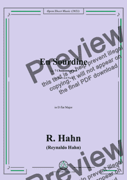 page one of R. Hahn-En Sourdine,from '7 Chansons grises',in D flat Major