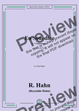 page one of  R. Hahn-En Sourdine,from '7 Chansons grises',in A flat Major