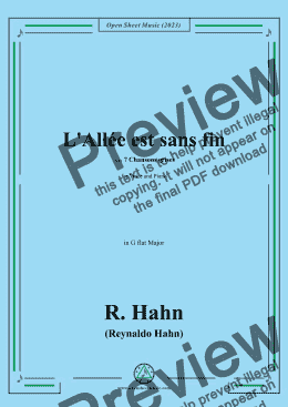 page one of R. Hahn-L'Allée est sans fin,from '7 Chansons grises',in G flat Major