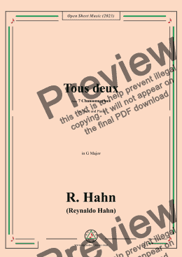 page one of R. Hahn-Tous deux,from '7 Chansons grises',in G Major