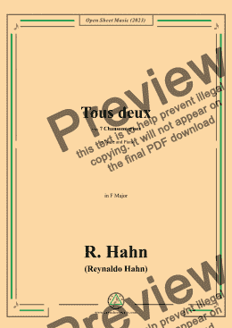 page one of R. Hahn-Tous deux,from '7 Chansons grises',in F Major