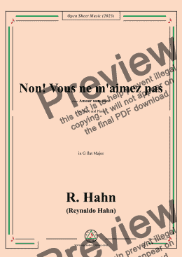 page one of R. Hahn-Non!Vous ne m'aimez pas,in G flat Major