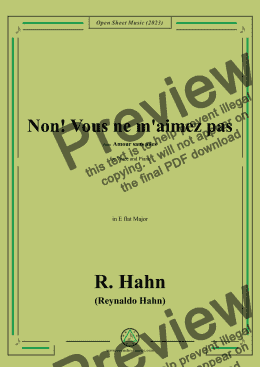 page one of R. Hahn-Non!Vous ne m'aimez pas,in E flat Major