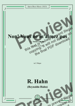 page one of R. Hahn-Non!Vous ne m'aimez pas,in E Major