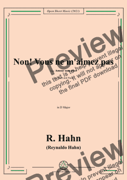 page one of R. Hahn-Non!Vous ne m'aimez pas,in D Major