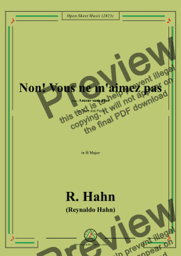 page one of R. Hahn-Non!Vous ne m'aimez pas,in B Major