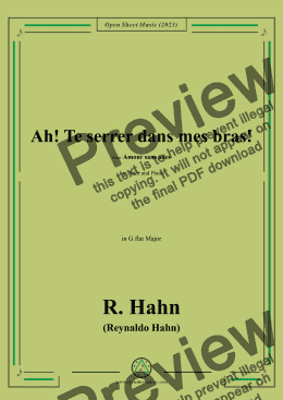 page one of R. Hahn-Ah!Te serrer dans mes bras!,in G flat Major