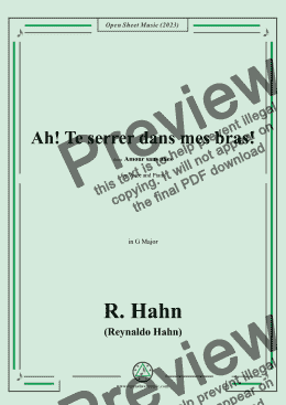 page one of R. Hahn-Ah!Te serrer dans mes bras!,in G Major